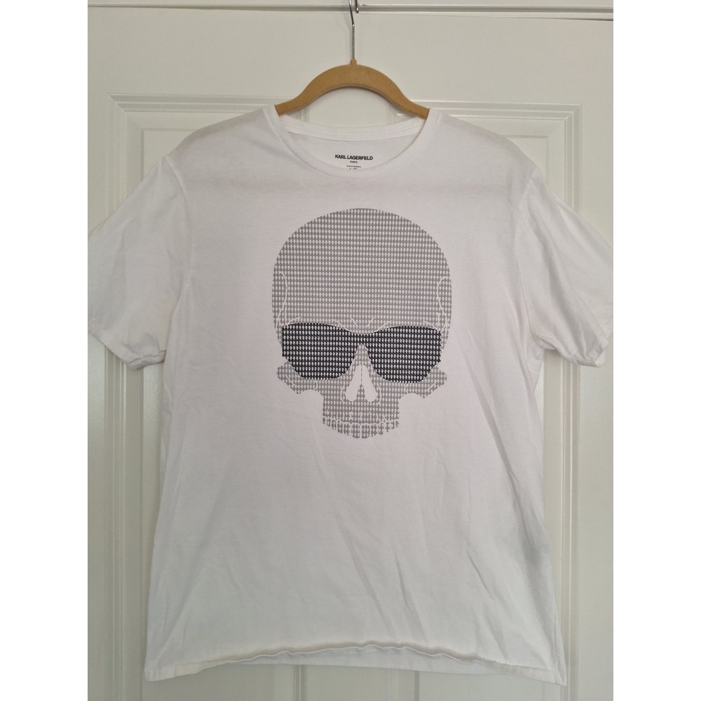 Karl Lagerfeld Mens Short Sleeve T-Shirt White Karl Logo Size L